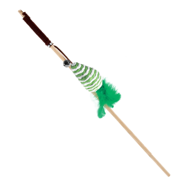 Игрушка-дразнилка для кошек из натуральных материалов "Конус с пером", 45/400мм, серия NATURAL, Triol, Triol