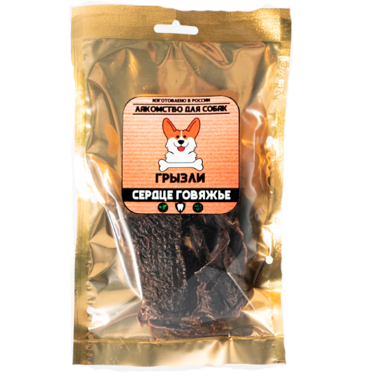 Лакомство для собак Грызли Сердце  говяжье 50 г