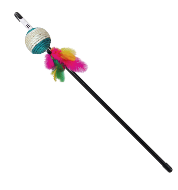 Игрушка-дразнилка для кошек "Шарик с перьями", d50/500мм, Triol