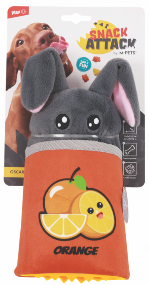 M-PETS Игрушка мягкая для собак SNACK ATTACK Оскар с дозатором угощений