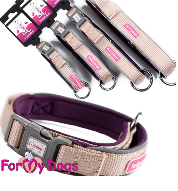 Ошейник ForMyDogs бежевый светоотражающий (L)
