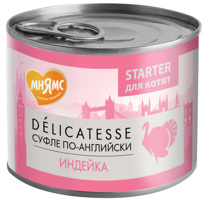 Консервы Мнямс Паштет из индейки для котят до 4 месяцев "Суфле по-английски" 200 г