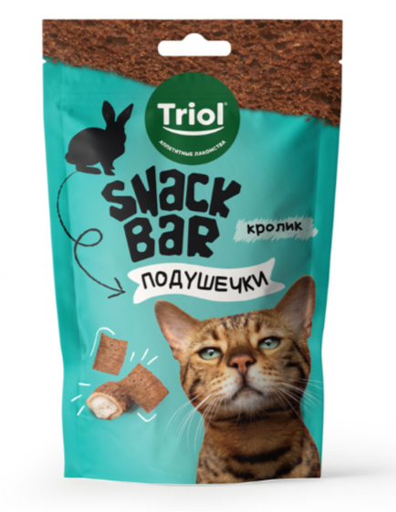 Лакомство для кошек "Мини-подушечки с начинкой из кролика", 30г, серия SNACK BAR, Triol