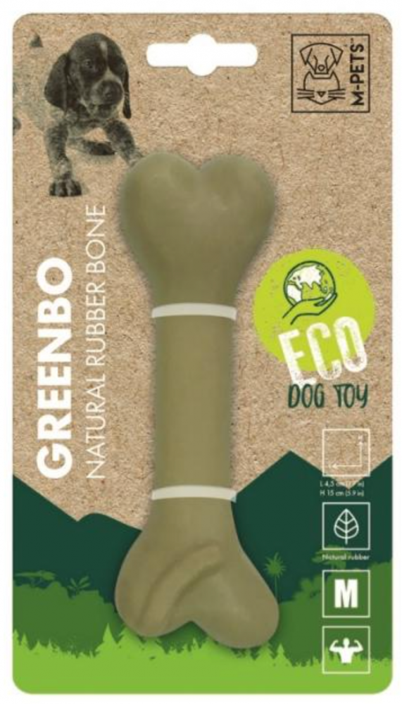 M-PETS Игрушка для собак кость из натурального каучука GREENBO (Гринбо), размер M, 15x4.5x3.5 см