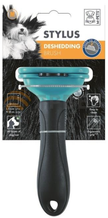 M-PETS Щетка-дешеддер для вычесывания кошек и собак, размер M, 7,5x16 см
