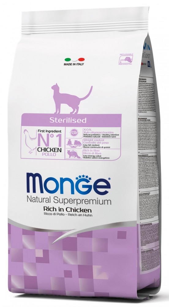Корм сухой Monge Cat Sterilized корм для стерилизованных кошек с курицей 10 кг