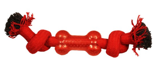 Игрушка для собак "Веревка-канат, 2 узла и кость", 240мм