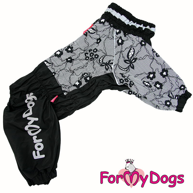 ForMyDogs Комбинезон ДОЖДЕВИК Кружево черный для девочек C1 55*75см