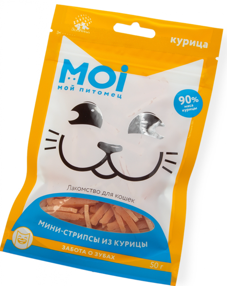 Лакомство для кошек MOI Мини-стрипсы из курицы 50г