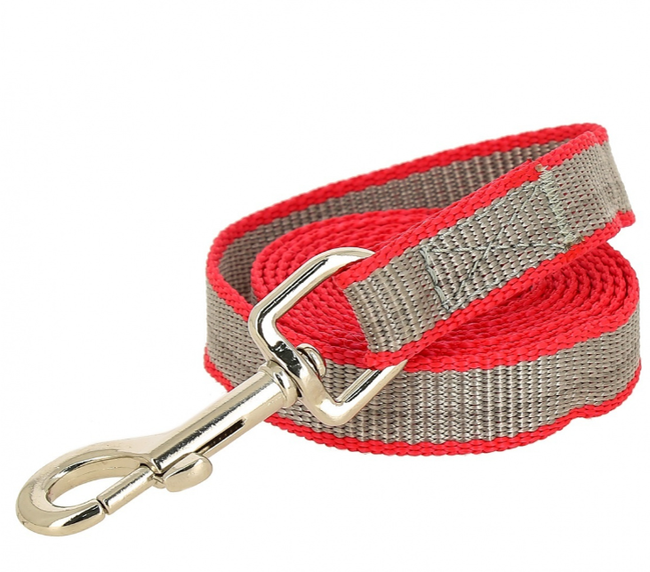 Поводок капрон усиленный ширина 25 мм, длина 3.0 м., красный - серый