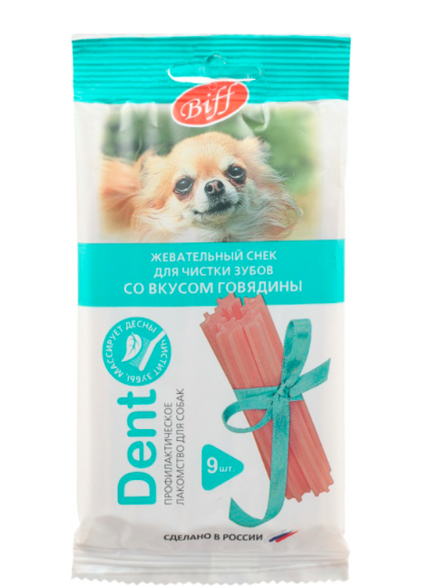 Лакомство для собак Titbit BIFF Dent Жевательный снек для мелких пород со вкусом говядины 9 шт 65 г