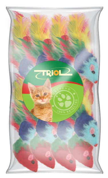 Игрушка Триол для кошек "Мышь цветная", 45-50 мм, пакет 24 шт