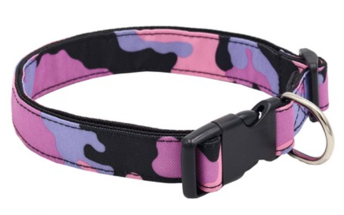 Ошейник принтованый 25 мм обхват шеи 40-55 см, розовый