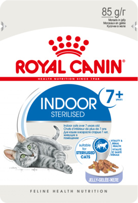 Влажный корм для стерилизованных кошек  Royal Canin Indoor Sterilised 7+ Years Jelly кусочки в желе 7-12 лет 85 г