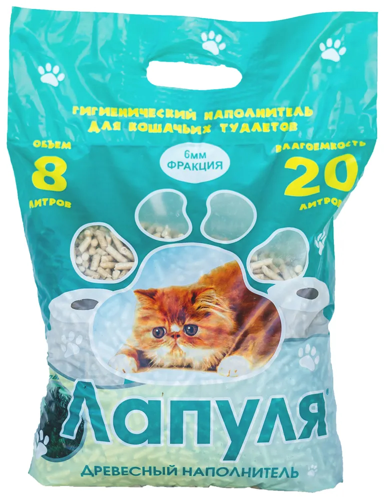 Наполнитель для кошек Лапуля древесный мелкая фракция 8 л