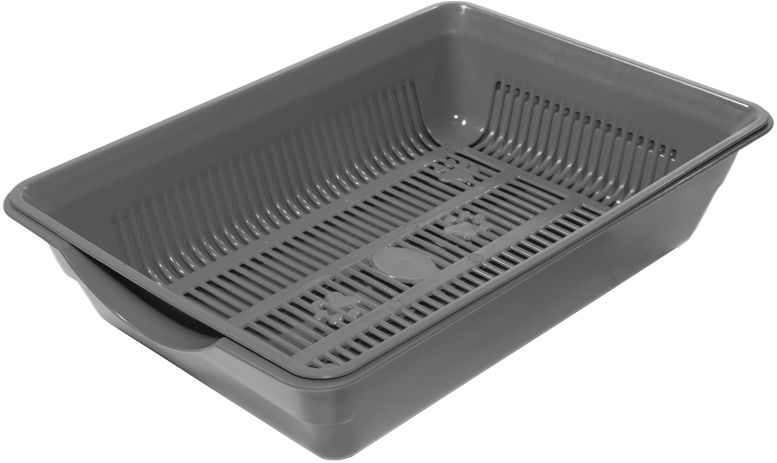 Gamma туалет Лапки для кошек, высокий, с сеткой, серый, 350х250х90 мм