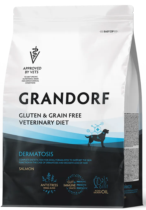 Корм Grandorf VET DERMATOSIS для поддержания защитных функций кожи при дерматозах и чрезмерном выпадении шерсти для собак