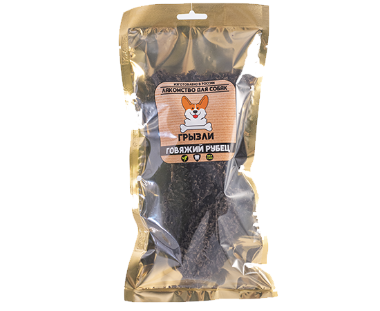 Лакомство для собак Грызли Ароматный говяжий рубец кусочками 50 г
