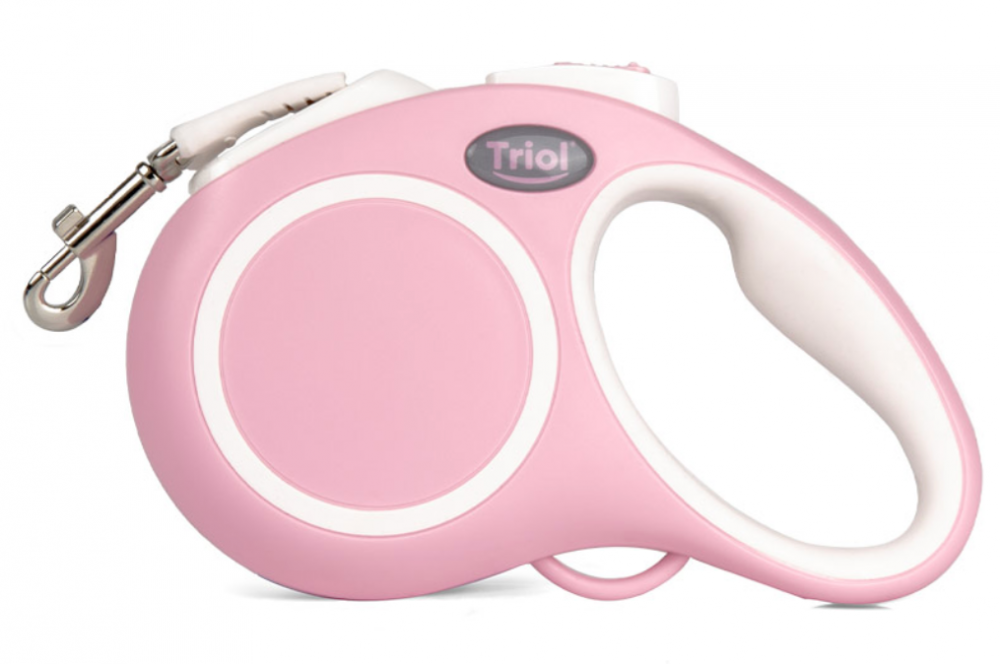 Поводок-рулетка для собак Urban S, 5м до 15кг, лента, розовый, Triol