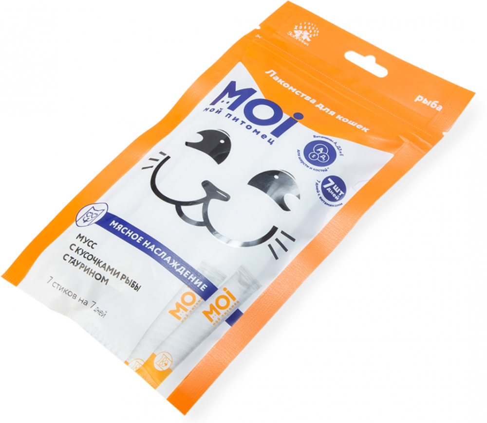 Лакомство для кошек MOI Мусс с кусочками рыбы 10г*7 шт