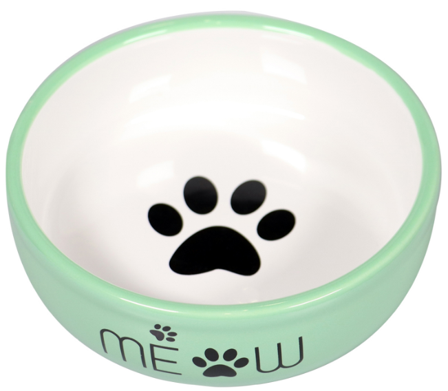 Миска Mr.Kranch керамическая для кошек MEOW 380 мл, зеленая