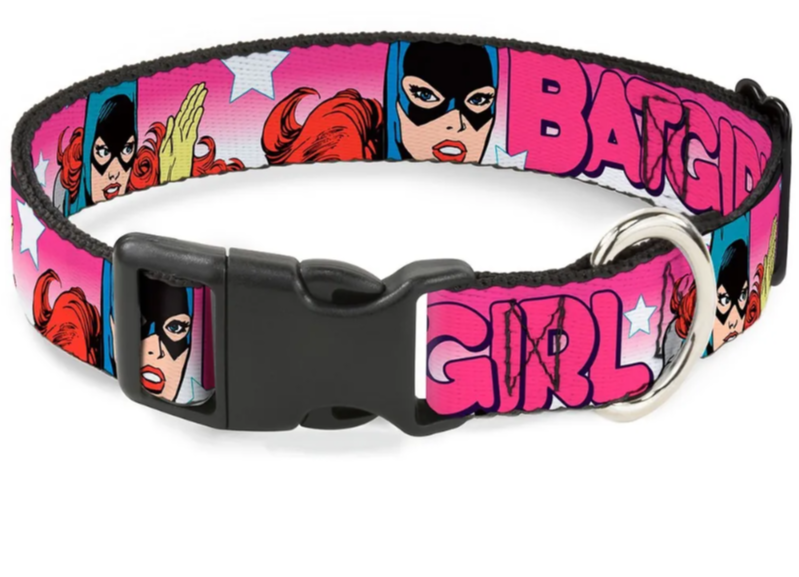 Buckle-Down ошейник нейлоновый "Бэтгерл" с пластиковой застёжкой 38-66 см., Розовый