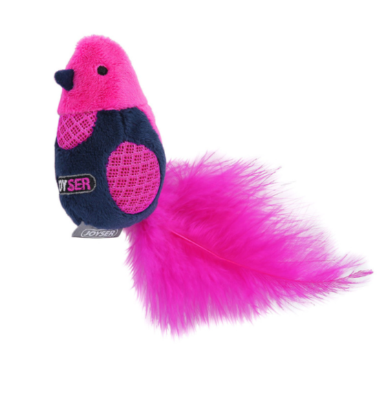 Игрушка для кошек JOYSER Cat Motion Птичка с LED и перьями розовая, 19 см