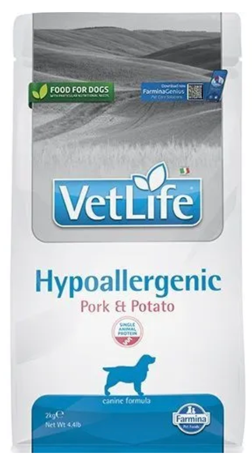 Корм Farmina (Фармина) Vet Life Dog Hypoallergenic 2кг свинина с картофелем для собак 2 кг