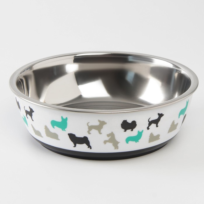 Миска Пушистое счастье металлическая для собаки &laquo;Собаки&raquo;, 450 мл, 14х4.5 см
