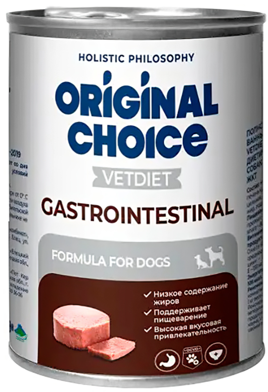 Корм Original Choice Vetdiet Gastrointestinal Holistic (паштет) для собак, профилактика болезней желудочно-кишечного тракта 340 г