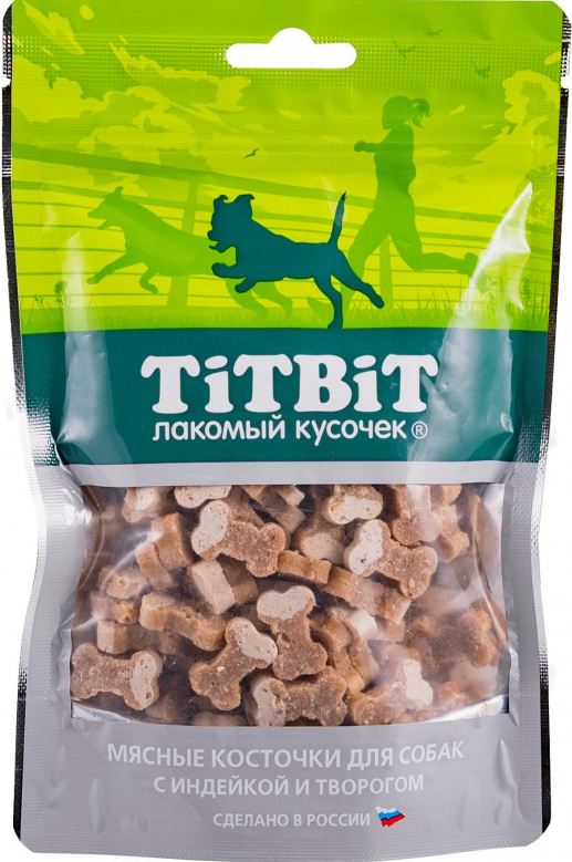 Лакомство для собак TITBIT Косточки мясные с индейкой и творогом 145 г
