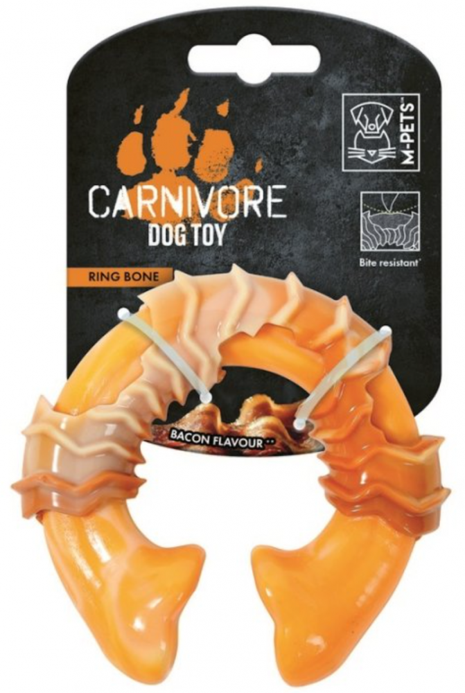 M-PETS Игрушка для собак Карнивор круглая кость, вкус бекона, цвет желтый, 10.8x9.7x3.6 см