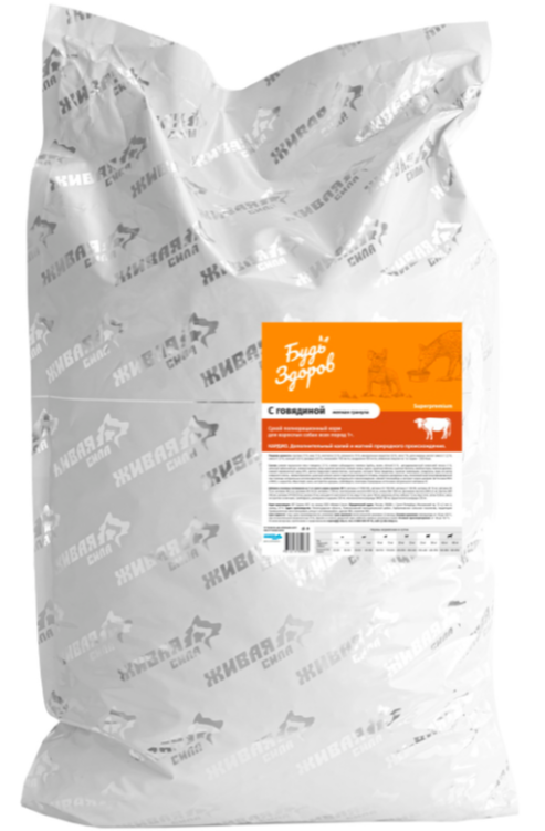 Корм Будь Здоров (Живая сила) Superpremium Кардио для собак, для поддержания сердечно-сосудистой системы, с говядиной, 20 кг