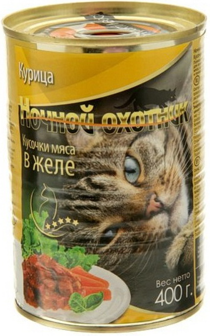 Консерва Ночной охотник Курица ЖЕЛЕ 415 г для кошек