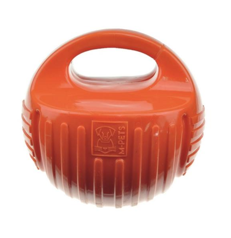M-PETS Игрушка для собак мяч-гиря с пищалкой, цвет оранжевый, 18 см