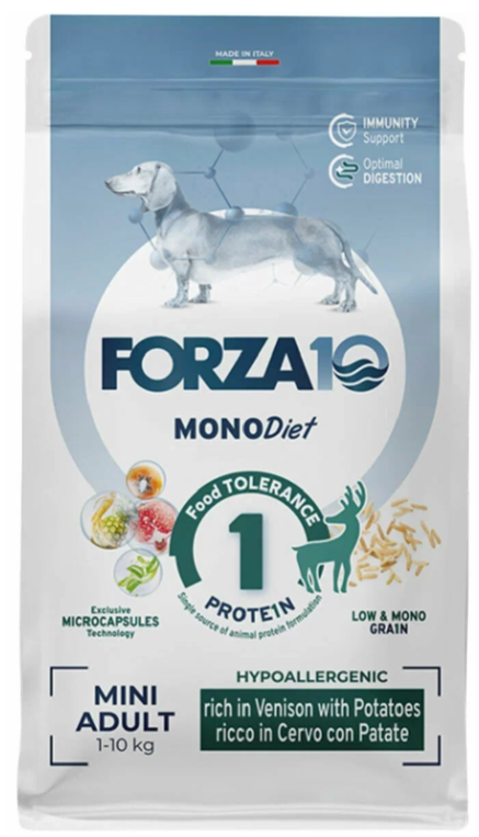 Корм Forza10 Mini &amp; Toy Diet Hypoallergenic Horse &amp; Peas для собак малых пород, гипоаллергенный, конина и горошек, 1.5 кг