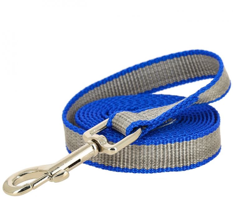 Поводок капрон усиленный ширина 25 мм, длина 2.0 м., синий - серый