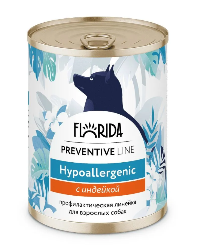 Корм Florida Preventive Line Hypoallergenic (консерв.) для собак, гипоаллергенный, с индейкой, 340 г