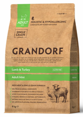 Корм Grandorf Lamb &amp; Turkey Mini Holistic для собак малых пород, ягненок с индейкой