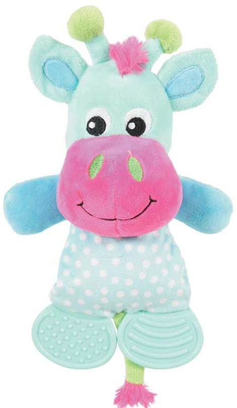 Zolux игрушка плюшевая с резиновыми вставками для щенков, корова, бирюзовая