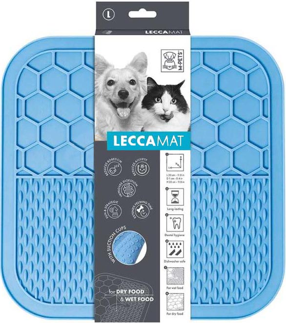 M-PETS Лизательный коврик для домашних животных, размер S, 15x15x1 см, цвет голубой