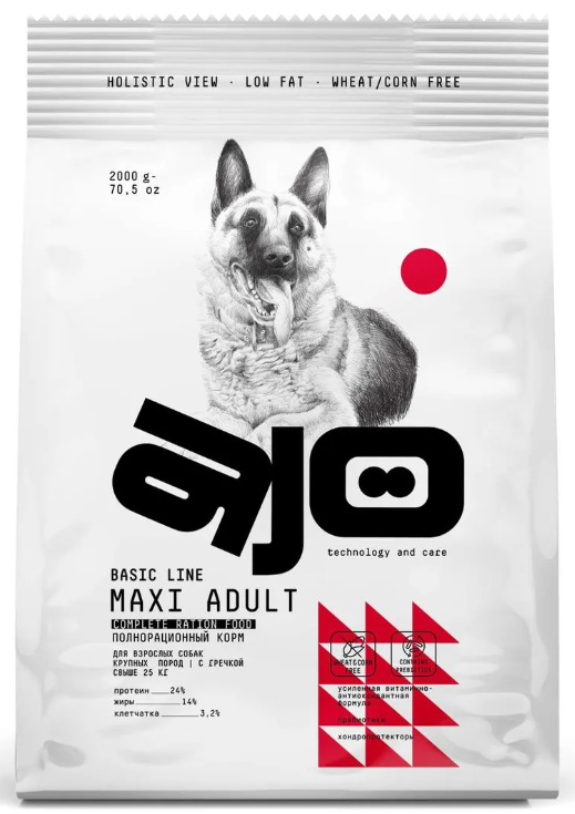 Ajo Dog Maxi Adult корм для собак средних и крупных пород Крупных пород с Индейкой, гречкой и олениной