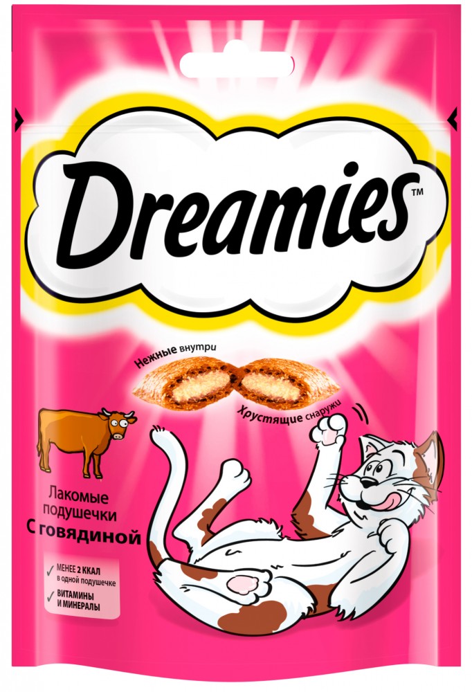 Лакомство для кошек Dreamies подушечки с ГОВЯДИНОЙ 30 г