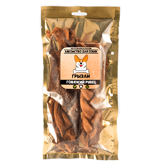 Лакомство для собак Грызли Ароматный говяжий рубец косичка 70 г