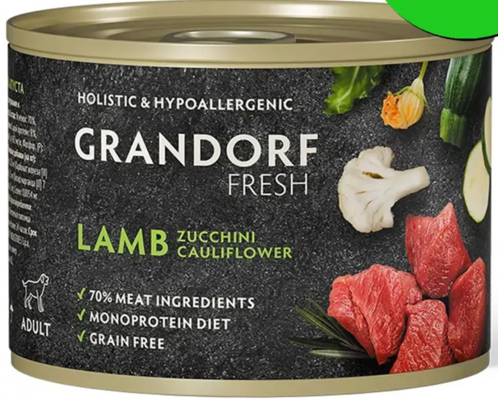 Консервы для собак Grandorf Fresh Паштет из ягненка с цукини и цветной капустой 200 г