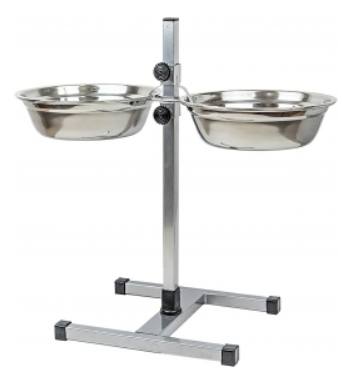 Homepet Миски на регулируемой подставке для животных, металлические, хром, диаметр 22 см, высота до 50 см, 2х1.5 л