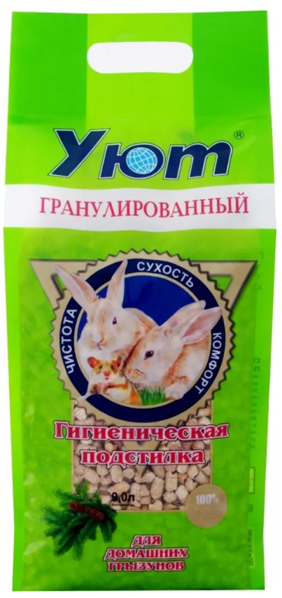 Опилки-наполнитель УЮТ пресованные гранулированные, 9 л/1,9 кг
