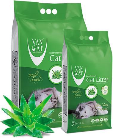 Наполнитель для кошек Van Cat комкующийся с ароматом Алое вера 10 кг
