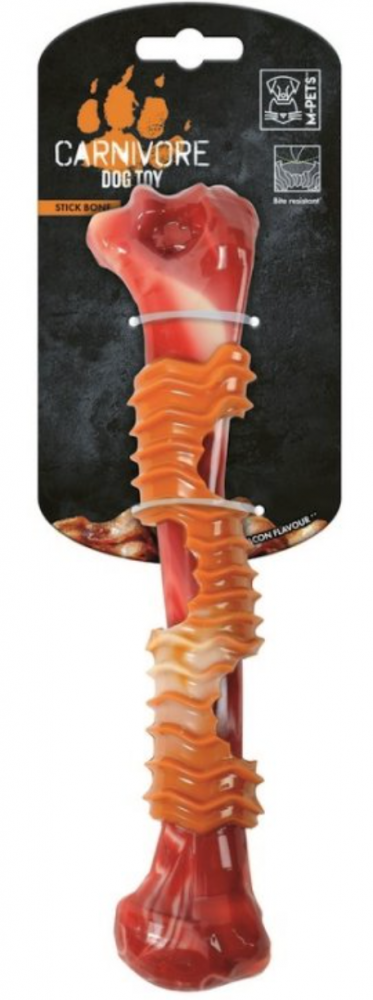 M-PETS Игрушка для собак Карнивор кость, вкус бекона, цвет красный, 25.4x5.5x4.8 см