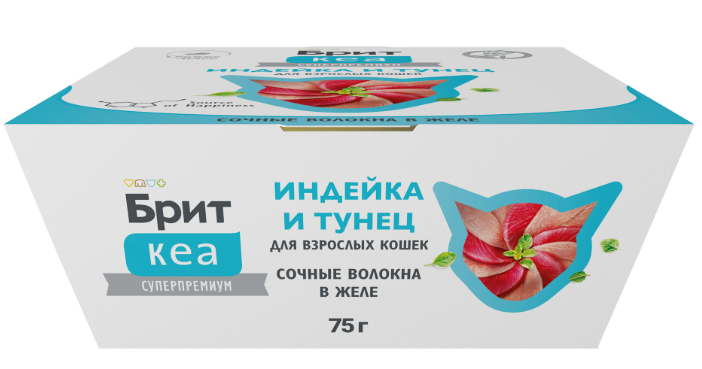 БРИТ КЕА, Ламистер для взрослых кошек, Индейка и Тунец: ЖЕЛЕ 75 г